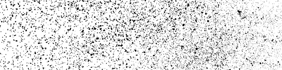 Black Grainy Texture Isolated On White Background. Dust Overlay. Dark Noise Granules. Wide Horizontal Long Banner For Site. Vector Design Elements, Illustration, EPS 10.