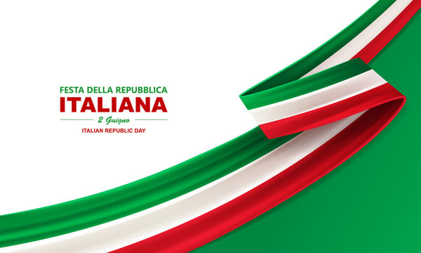 Italian republic day, 2th June, festa della repubblica Italiana, bent waving ribbon in colors of the Italian national flag. Celebration background.