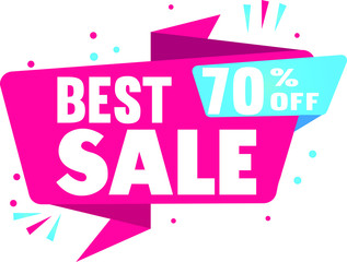best  Sale 70 percent off  - vector creative banner illustration. Abstract concept discount promotion layout on white background. Design elements.