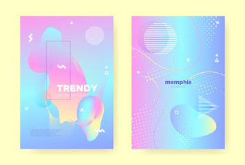 Rainbow Pastel Cover. Abstract Memphis Elements. 