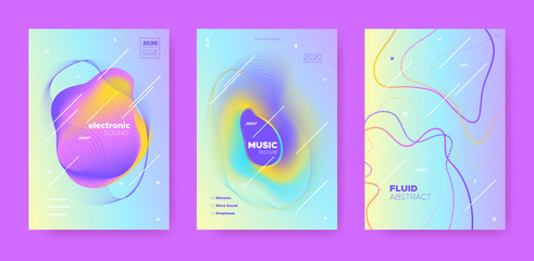 Electro Music Poster. Wave Gradient Shapes. Disco 