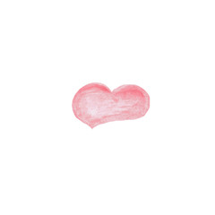 Watercolor hand drawn red heart shaped bubble speech isolated on white background. Illustration as a symbol of love, valentine's day, chat communication, relations, print, template.