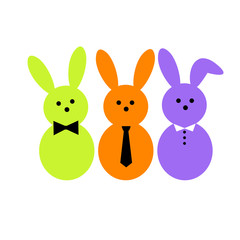 multi-colored easter rabbits in ties