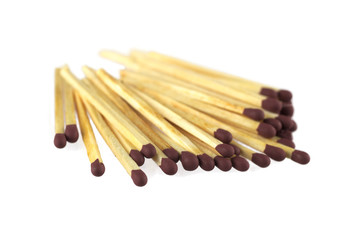 Pile of matches isolated on white background