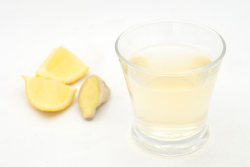 Kombucha of ginger and lemon in glass