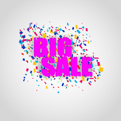 Big Sale Banner with confetti on background