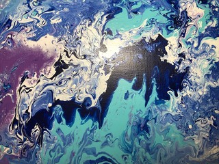 Fototapeta na wymiar Beautiful abstract acrylic fluid blue and white background.