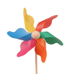 Colorful pinwheel toy isolated on white background