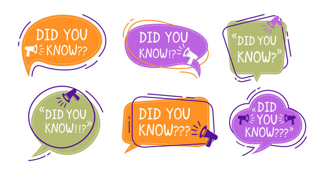 Did you know speech bubble colorful labels set