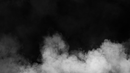 Explosion white fog on isolated black background. Experiment chemistry smoke . The concept of aromatherapy. Stock illustration. © Victor