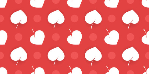 Seamless pattern with white hearts on a red background. vector illustration