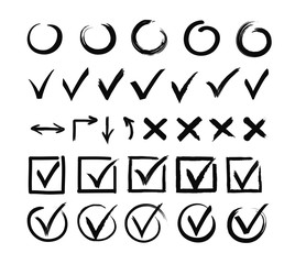 Check marks black and white simple illustrations se