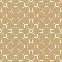 Golden abstract pattern in Arabian style. Seamless vector background with delicate circular mesh, grid, lattice. Subtle gold and white texture. Luxury graphic design for decor, textile, carpet, cloth