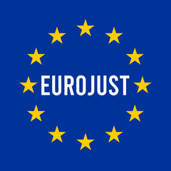 Eurojust sign illustration with the European flag