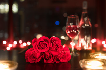 Romantic candle light dinner setting