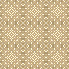 Golden abstract seamless floral pattern. Vector gold and white background. Simple geometric leaf ornament. Delicate luxury graphic texture with diamond shapes, grid. Design for decor, gift paper, wrap