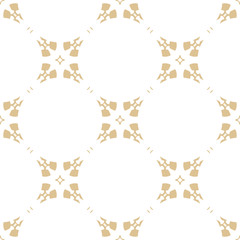 Golden vector ornament pattern in oriental style. White and gold elegant floral seamless texture with subtle lattice, grid, flower silhouettes. Abstract geometric background. Luxury repeat design