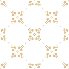 Golden vector ornament pattern in oriental style. White and gold elegant floral seamless texture with subtle lattice, grid, flower silhouettes. Abstract geometric background. Luxury repeat design