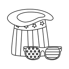 Isolated usa hat and glasses vector design