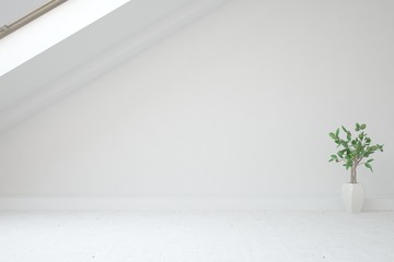 Fototapeta premium Empty room in white color. Scandinavian interior design. 3D illustration