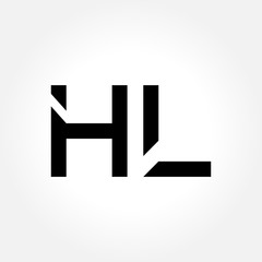 letter HL Logo Design Linked Vector Template With Black. Initial HL Vector Illustration