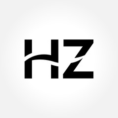 letter HZ Logo Design Linked Vector Template With Black. Initial HZ Vector Illustration