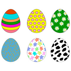Set of Easter eggs with ornaments. Decoration and symbol of Easter. happy Easter. spring religious holiday. Flat images. Vector