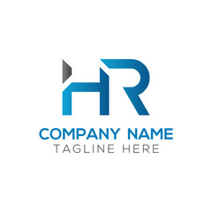 letter HR Logo Design Linked Vector Template With Blue And Black. Initial HR Vector Illustration