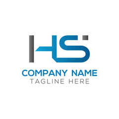 letter HS Logo Design Linked Vector Template With Blue And Black. Initial HS Vector Illustration