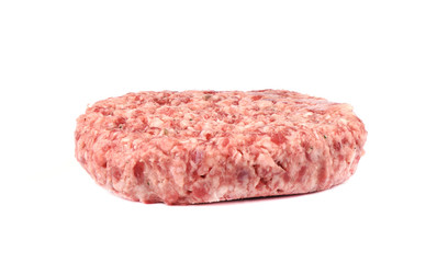 Raw pink beef cutlet isolated on a white background.