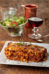 greek pastizio noodle dish with cheese