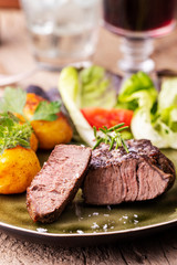 grilled juicy steak on a plate