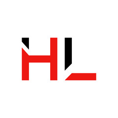 letter HL Logo Design Linked Vector Template With Red And Black. Initial HL Vector Illustration