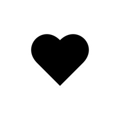 Black heart flat vector icon isolated on white background
