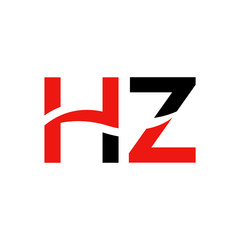 letter HZ Logo Design Linked Vector Template With Red And Black. Initial HZ Vector Illustration