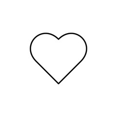 Black outlined heart flat vector icon isolated on white background
