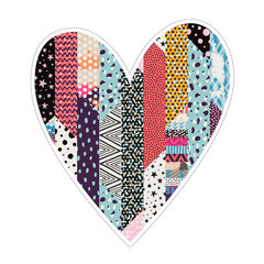 Template cards or invitations with a heart. Patchwork style