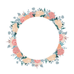 vector peony circle frame