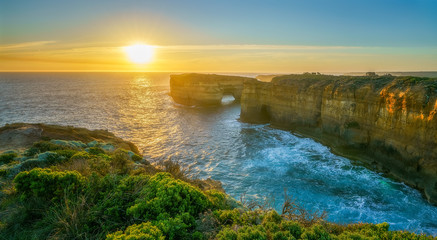 island arch at sunset, great ocean road in victoria, australia
