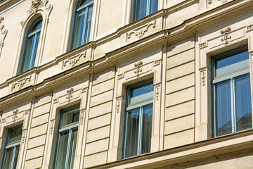 Fototapeta na wymiar Many windows decorating a Secession style building.