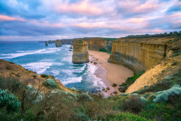 twelve apostles  at sunrise, great ocean road in victoria, australia