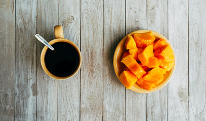 coffee and papaya for breakfast