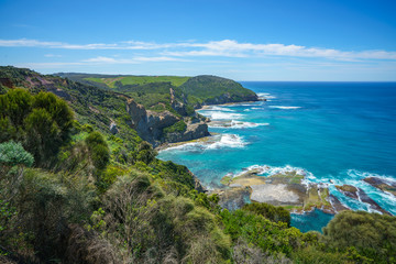 Naklejka premium hiking the great ocean walk to milanesia beach, coast of victoria, australia
