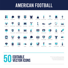 50 american football concept filled icons