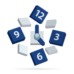 Time. Puzzle shape watch isometric vector illustration. Abstract watch face. Time management metaphor. Part of set.