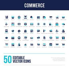 50 commerce concept filled icons