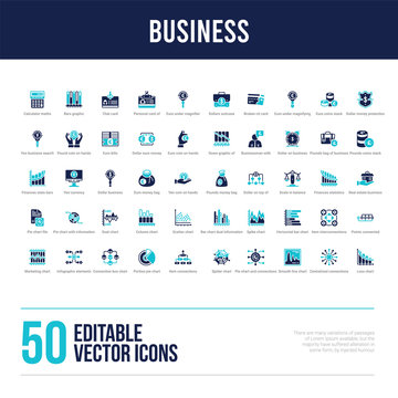 50 business concept filled icons