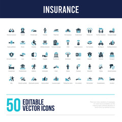 50 insurance concept filled icons