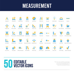 Fototapeta na wymiar 50 measurement concept filled icons