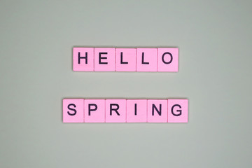 Hello Spring word wooden cubes